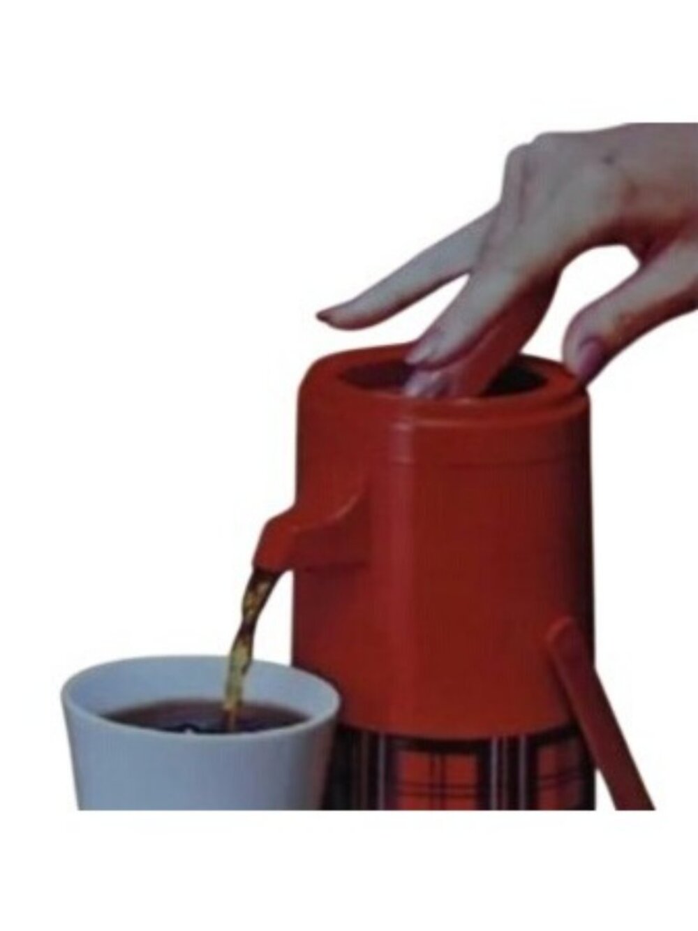 Vintage Aladdin Thermos Red Plaid 1 Quart Pump-A-Drink Dispenser P150 USA 13.5" - Picture 3 of 10
